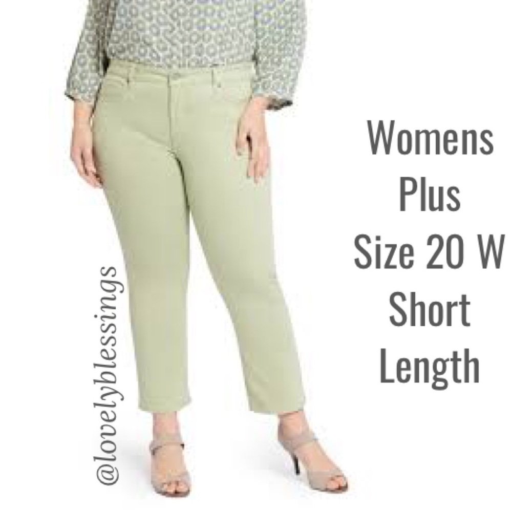 Soft Green Stretch Jeans L.A Blues Womens Plus Size 20 W Light Khaki Olive Green